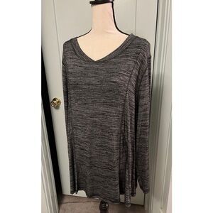 Soft Surroundings Grey‎ Marled long sleeve tunic top Size Large comfy lagenlook